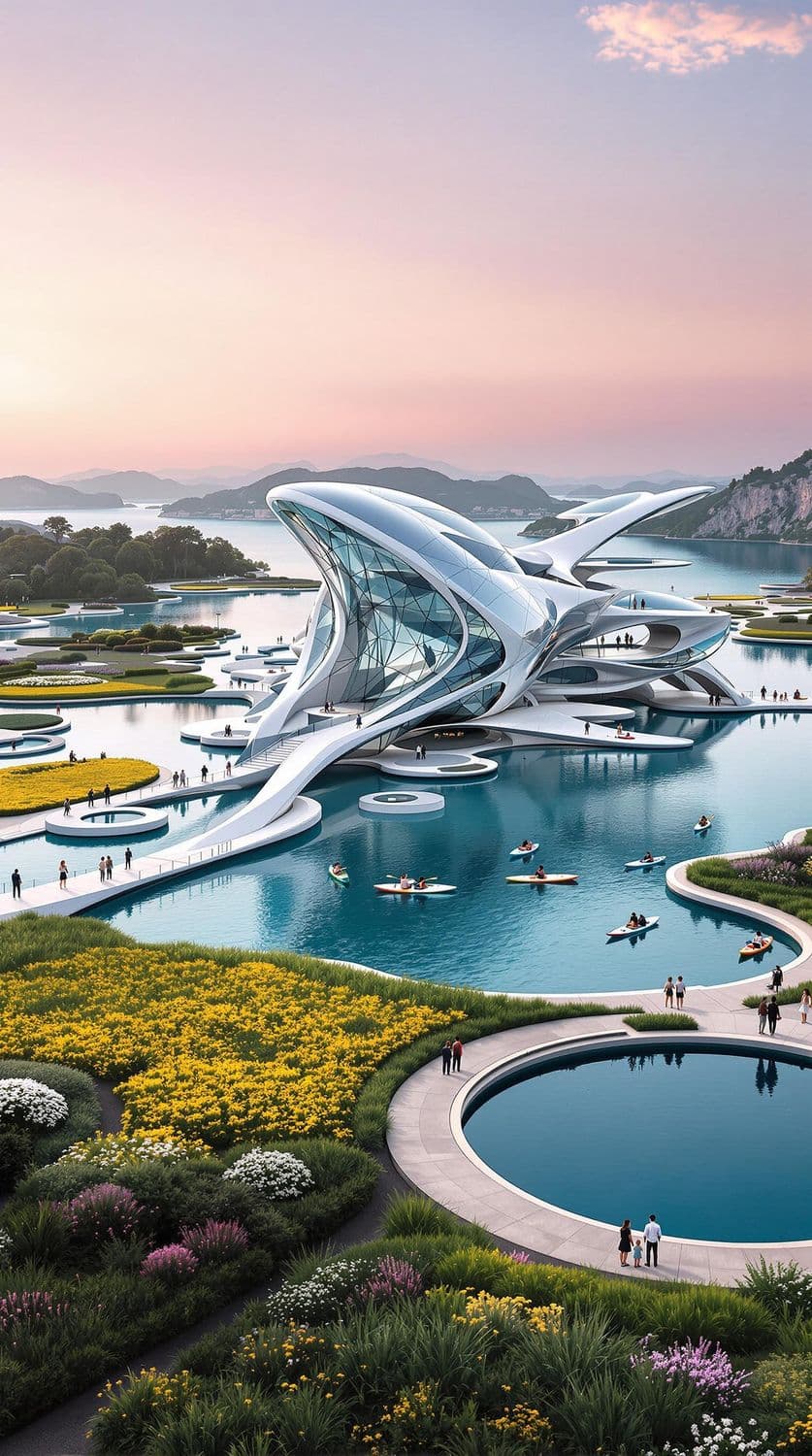 Futuristic Lakeside Pavilion