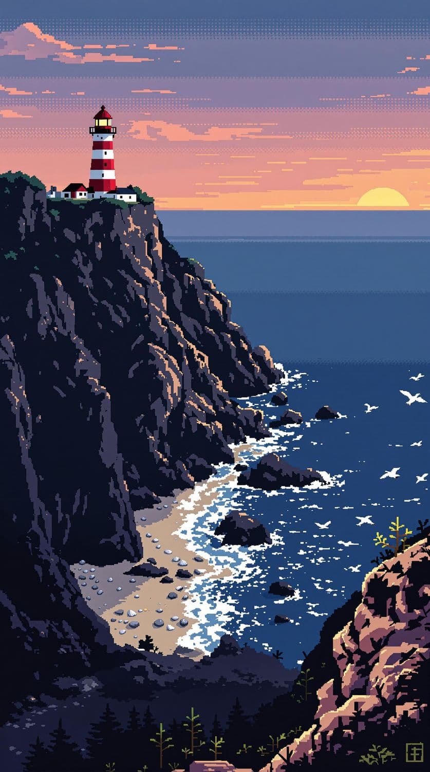 Pixel Art Coastal Sunset