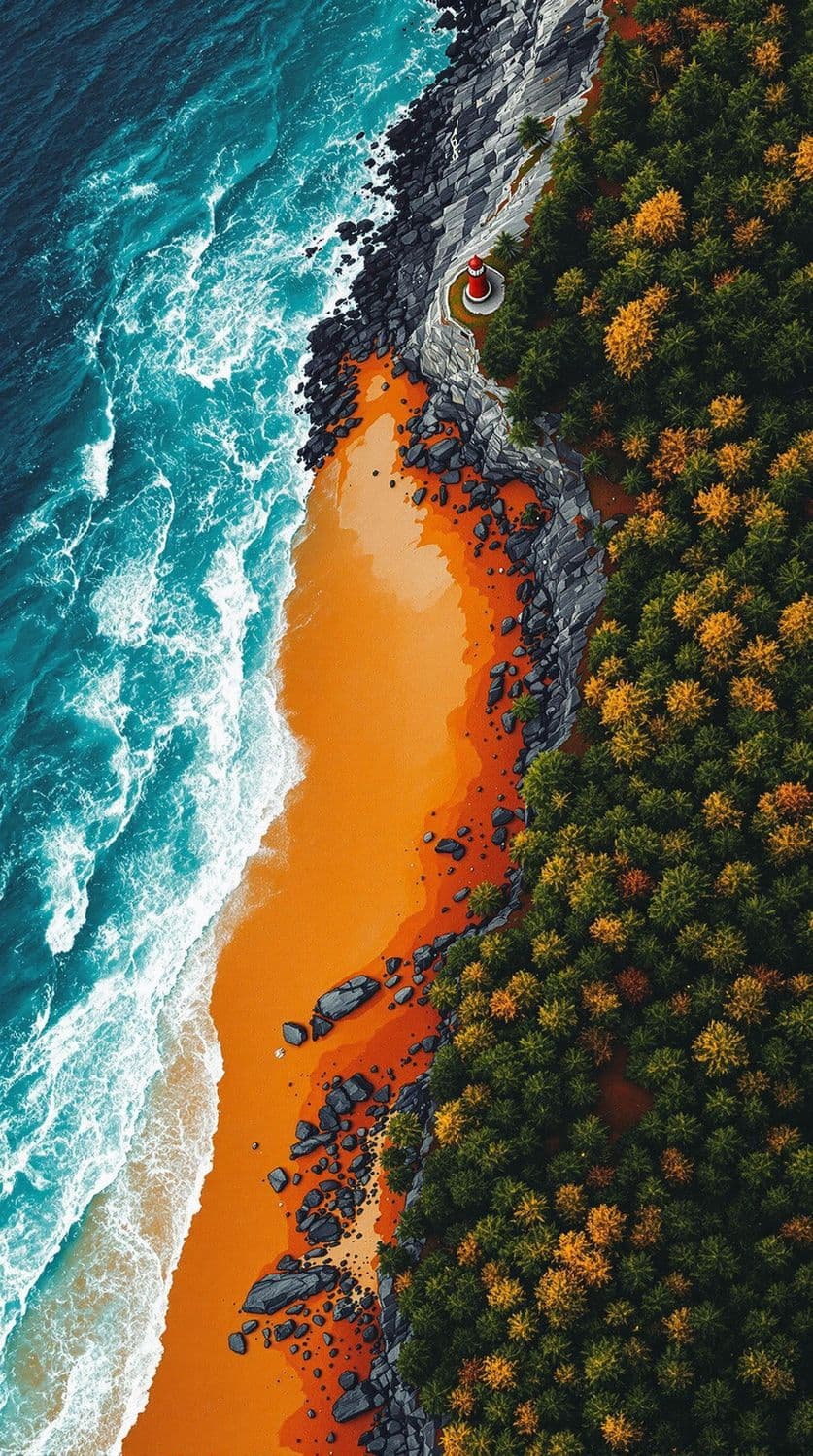 Rugged Coastline Aerial View