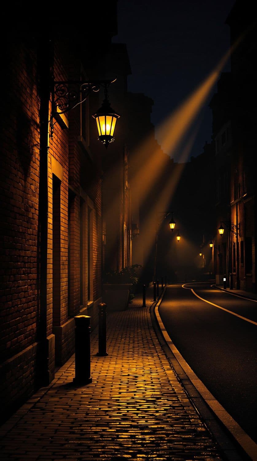 Cobblestone Alley at Night