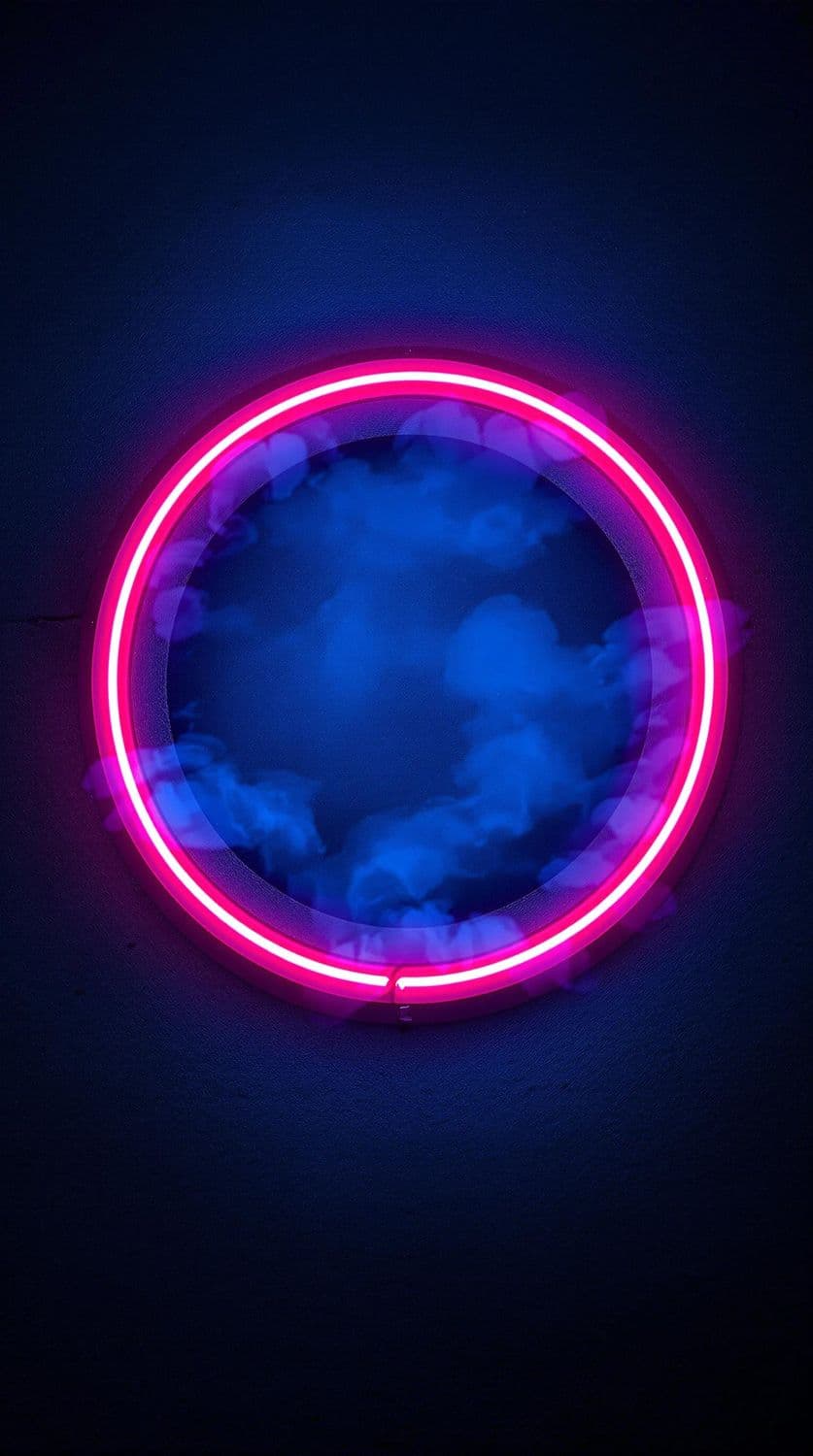 Neon Blue Circle on Concrete