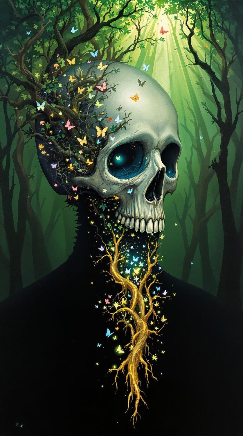 Ethereal Skull in a Mystical Forest