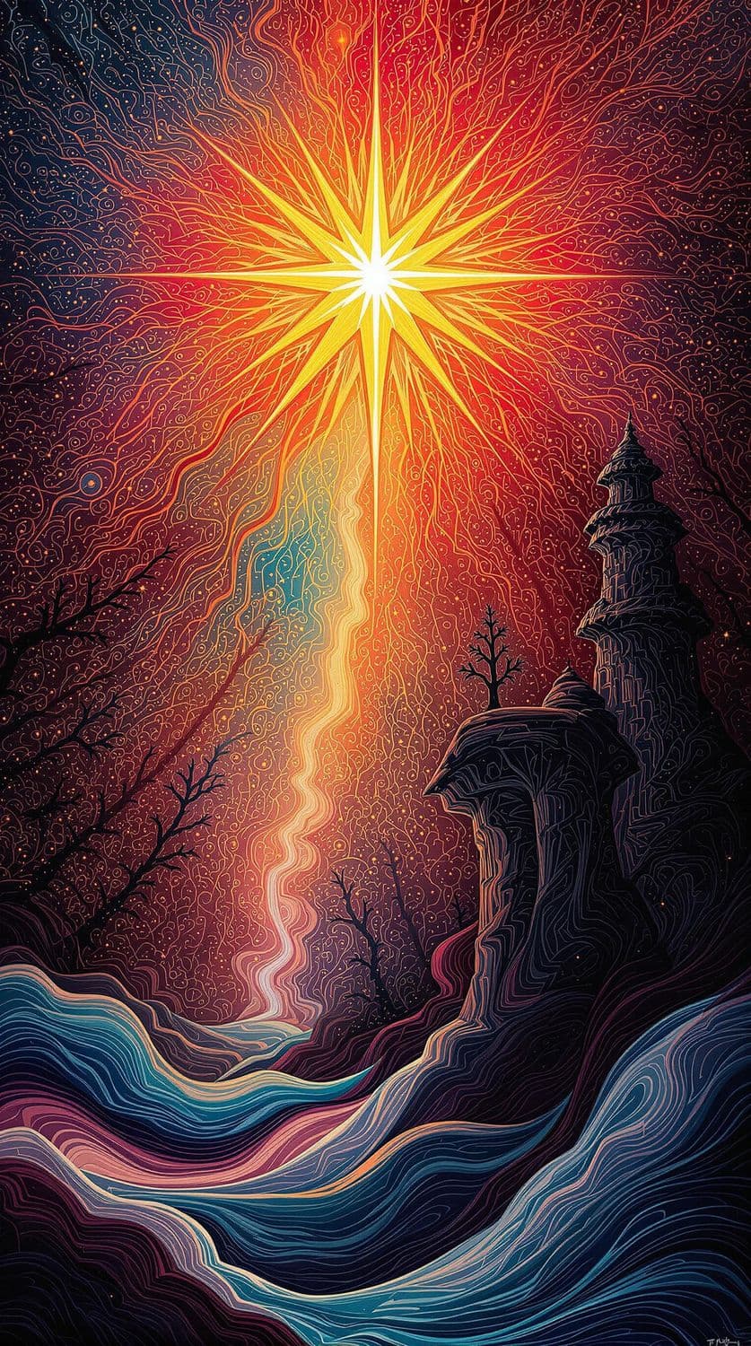 Fiery Starburst in an Enchanted Forest