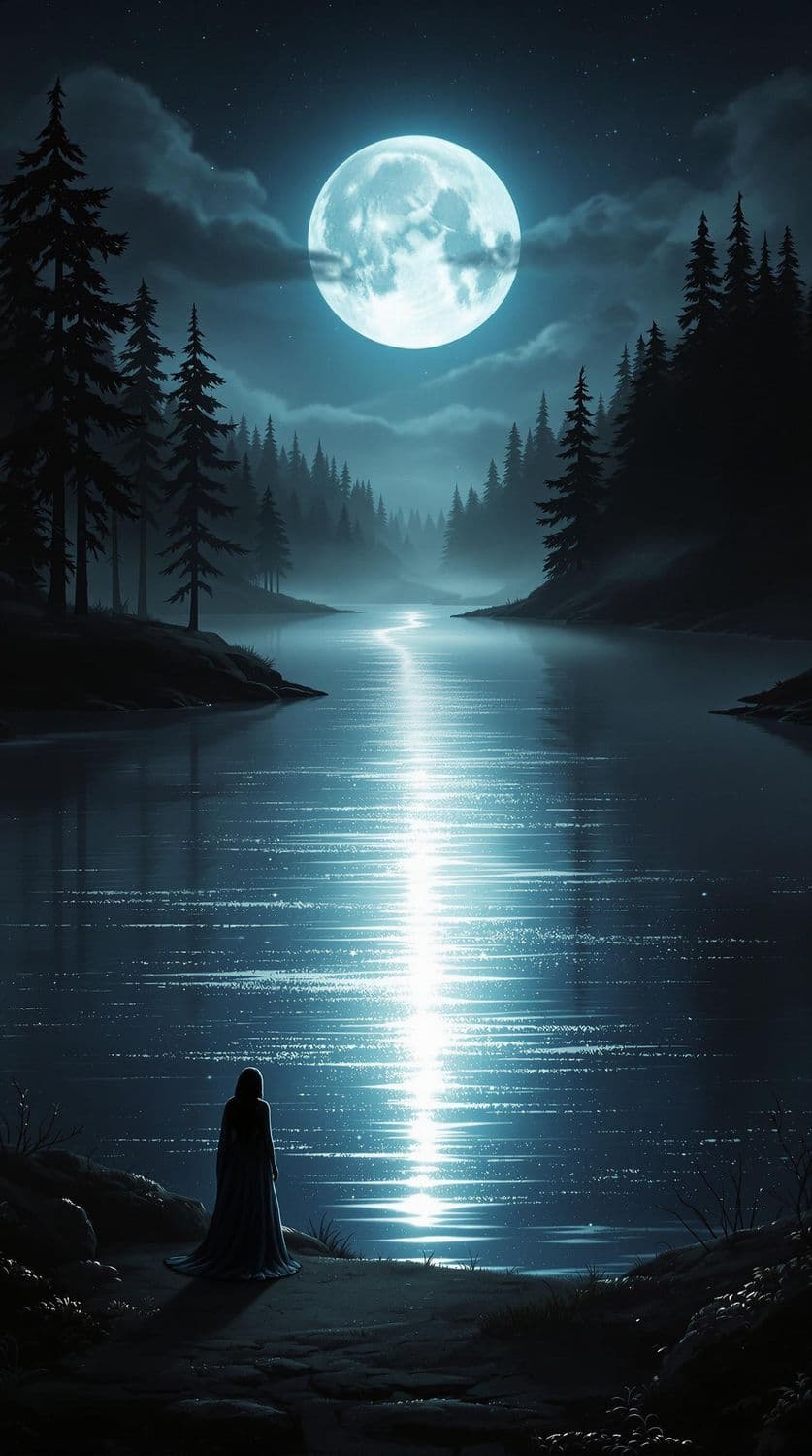 Moonlit Lake and Enchanted Forest